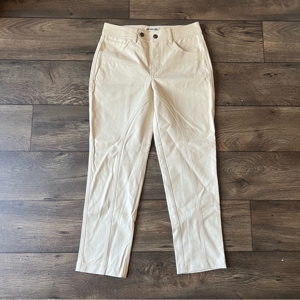 We The Free Women's Rebel Vegan Leather Cropped Pants Cream Size 0 NEW